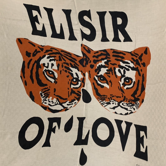 GUCCI IVORY ELISIR OF LOVE Tiger Silk Blend Shawl